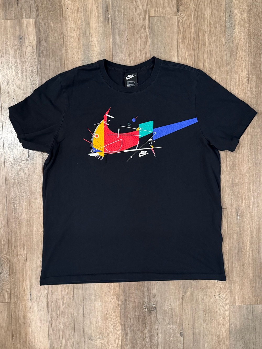 Nike Black Tee with Colorblock Abstract Swoosh